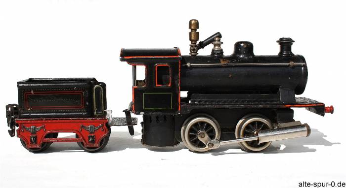 Märklin 4030 & 4031, spiritusbeheizte Echtdampf-Lokomotive, Dampfmaschinen-Lokomotive, Spiritus, 2-achsig, schwarz, mit 2-achsigem, rot/schwarzem Tender