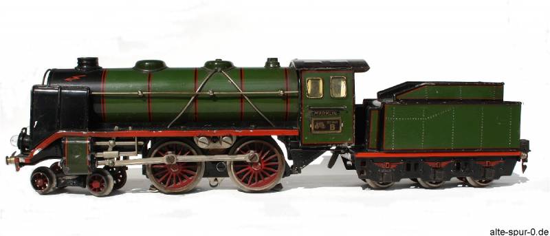 Märklin SpurO, E 66 12920, Dampflokomotive 20 Volt, 2'B, grün, mit 3-achsigem Tender