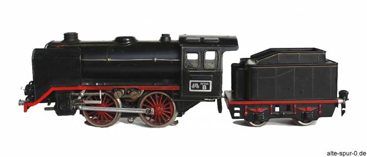 Märklin R66 12920, Dampflokomotive 20 Volt, 2-achsig, mattschwarz, mit 2-achsigem, mattschwarzer Tender