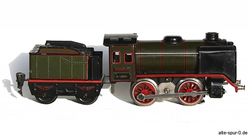 Märklin R 12880, Dampflokomotive 20 Volt, 2-achsig, grün, grüner Tender