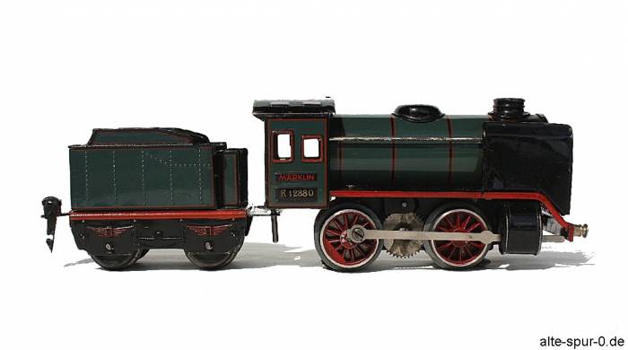 Märklin R 12890, Dampflokomotive 20 Volt, 2-achsig, olivgruen, mit 2-achsigem, olivgruener Tender