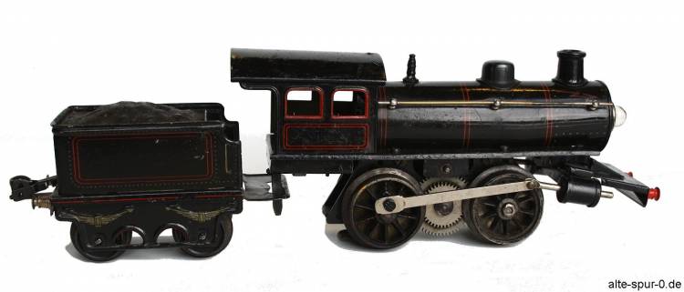 Märklin R 13040, Dampflokomotive max. 22 Volt~ , Spur 0, 2-achsig, schwarz, mit 2-achsigem, schwarzem Tender