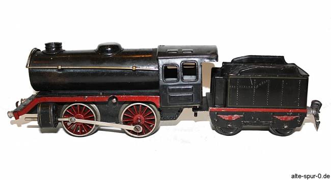 Märklin R 900, Dampflokomotive, Uhrwerk, 2-achsig, mattschwarz, mit 2-achsigem, schwarzem Tender