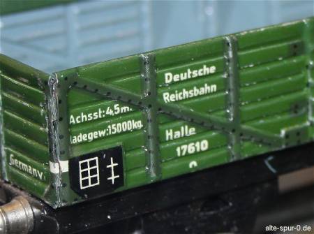 17610 Märklin Güterwagen, 2-achsig, offen, grün, Detail: Deutsche Reichsbahn
