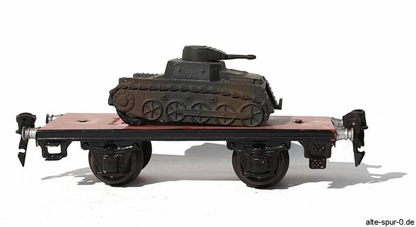 Märklin 19960, Plattformwagen: "Panzertransportwagen", 2-achsig, Ladung: Tank