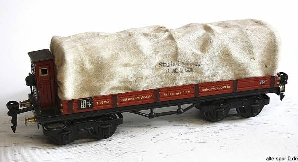 Märklin 18520 P, Niederbordwagen: "Deutsche Reichsbahn", 2-achsig, mit Plane: Staatseisenbahn