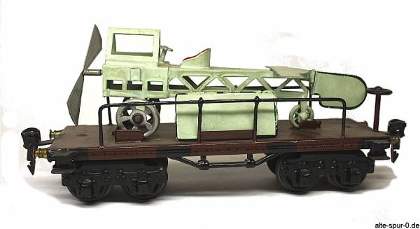 Märklin 18810, Plattformwagen: "Flugzeugtransportwagen", 4-achsig, braun, Ladung: Flugzeug