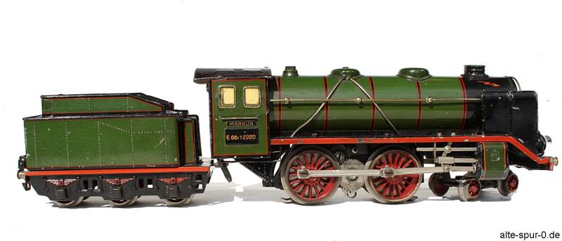 Märklin SpurO, E66 12920, Dampflokomotive 20 Volt, 2'B, grün, mit 3-achsigem Tender