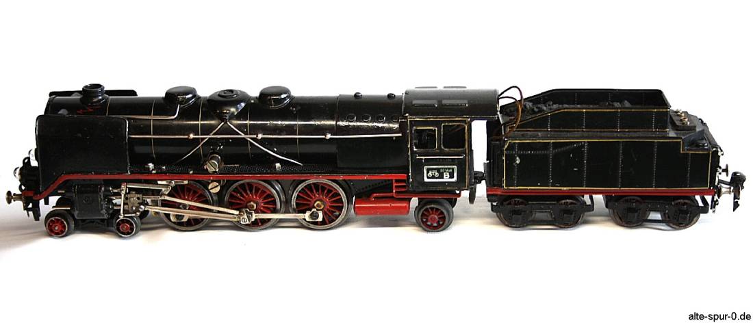 Märklin SpurO, HR66 12920, Dampflokomotive 20 Volt, 2' C 1', schwarz, mit 4-achsigem Tender, alte Spur 0 (Null)