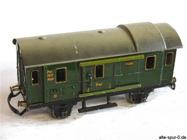 Märklin Gepäckwagen, 2-achsig, grün, alte Spur 0