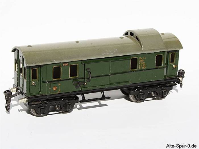Märklin Gepäckwagen, 4-achsig, grün, alte Spur 0, Märklin Tinplate