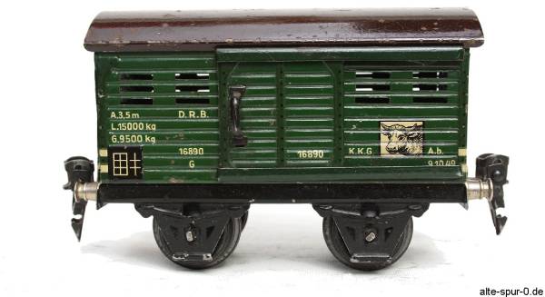 Märklin, 16890, Rinderwagen, 2-achsig, grün ohne Bremserhaus