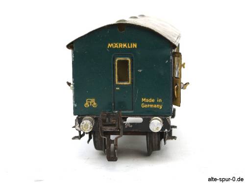 Märklin Personenwagen, 2-achsig, blau, alte Spur 0, Stirnseite
