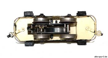 Märklin, Uhrwerksstraßenbahn, 2-achsig, beige, mit beweglichem Pantographen Märklin, Uhrwerksstraßenbahn, 2-achsig, beige, mit beweglichem Pantographen