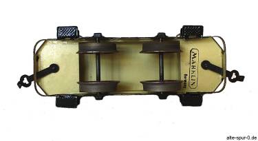 Märklin, Uhrwerksstraßenbahn, 2-achsig, beige, mit beweglichem Pantographen Märklin, Uhrwerksstraßenbahn, 2-achsig, beige, mit beweglichem Pantographen